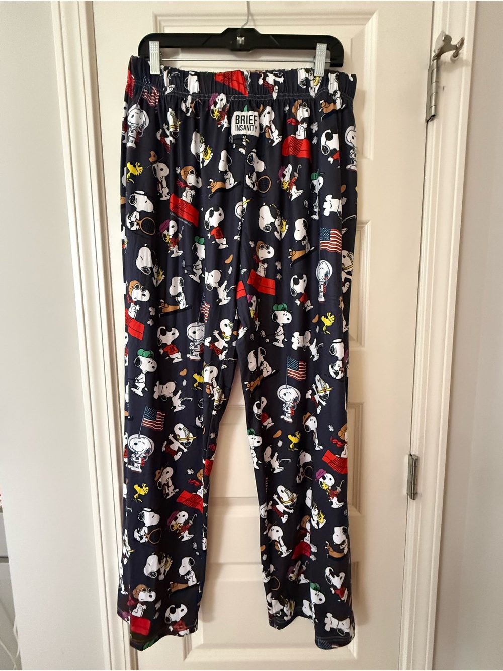 Brief Insanity Men's Peanuts Snoopy Print Lounge Pants America Theme Size XL